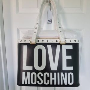 LOVE MOSCHINO BLACK/WHITE TOTE PURSE - NEW WITH TAGS